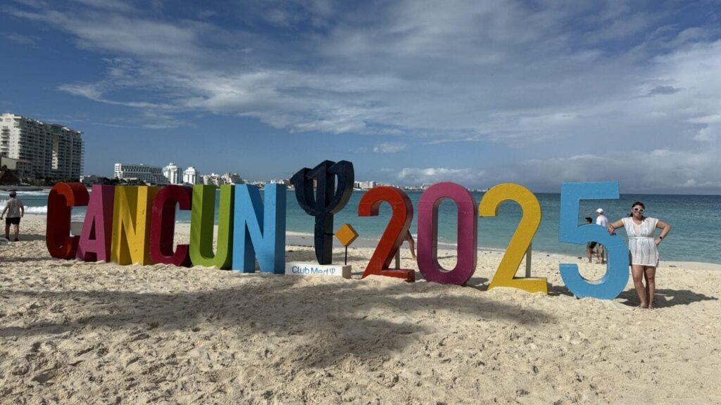 Cancun sign at the main beach at Club Med Cancun
